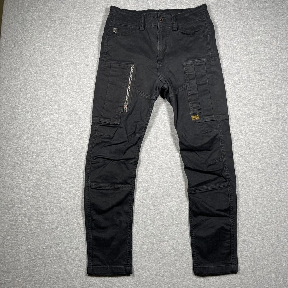 G-STAR RAW Cargo Pants Mens 30x32 Black Flight Cargo 3D Skinny Utility Workwear